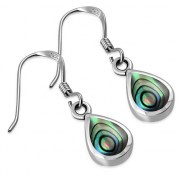 Abalone Drop Silver Earrings, e404